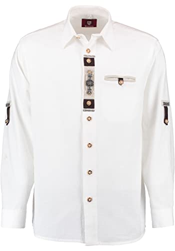 OS Trachten Herren Hemd Langarm Trachtenhemd mit Liegekragen Glexor, Größe:39/40, Farbe:weiß von OS Trachten