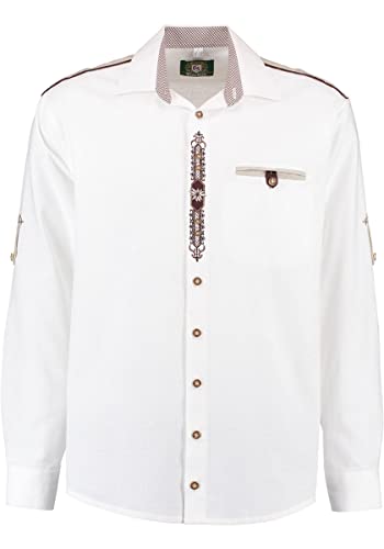OS Trachten Herren Hemd Langarm Trachtenhemd mit Liegekragen Hupayo, Größe:41/42, Farbe:weiß von OS Trachten