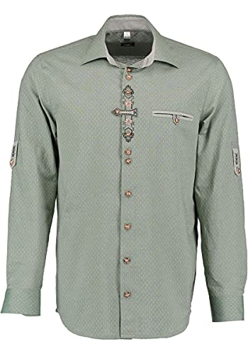 OS Trachten Herren Hemd Langarm Trachtenhemd mit Liegekragen Olore, Größe:37/38, Farbe:Khaki/Schlamm von OS Trachten