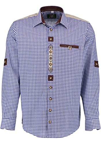 OS Trachten Herren Hemd Langarm Trachtenhemd mit Liegekragen Ozido, Größe:39/40, Farbe:Kornblau von OS Trachten