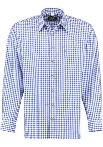 OS Trachten Herren Hemd Langarm Trachtenhemd mit Liegekragen Panxeta, Größe:41/42, Farbe:Mittelblau von OS Trachten