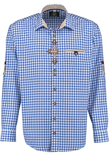 OS Trachten Herren Hemd Langarm Trachtenhemd mit Liegekragen Trufu, Größe:39/40, Farbe:Mittelblau von OS Trachten