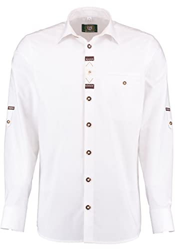 OS Trachten Herren Hemd Langarm Trachtenhemd mit Liegekragen Zigoyo, Größe:37/38, Farbe:weiß von OS Trachten