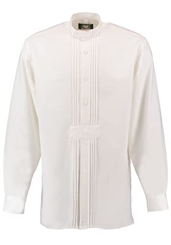 OS Trachten Herren Hemd Langarm Trachtenhemd mit Stehbundkragen mit Riegel Vajeu, Größe:37/38, Farbe:weiß von OS Trachten