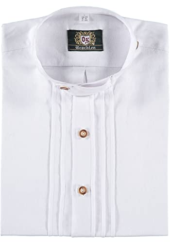 OS Trachten Herren Hemd Langarm Trachtenhemd mit Stehkragen Vuxlebi, Größe:49/50, Farbe:weiß von OS Trachten