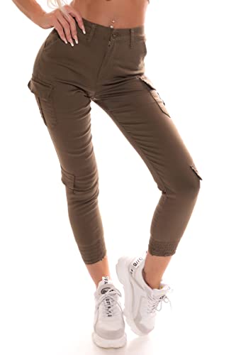 OSAB 77106 Damen Cargo Hose Pants Slimline Chinohose Knöchellang High Waist von OSAB