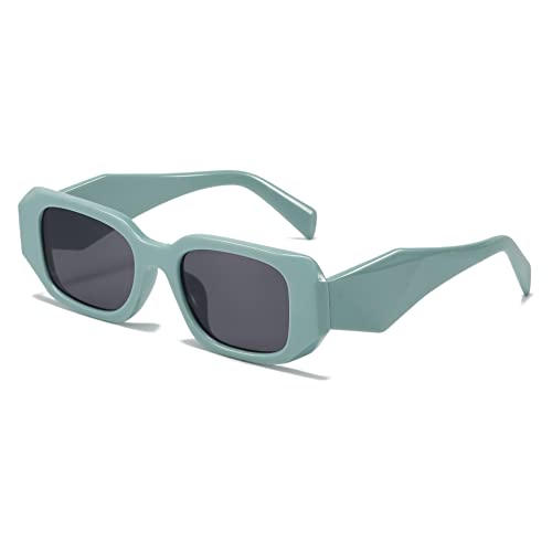 OSAGAMA Retro Sonnenbrille Rechteckige Chunky Brille UV Schutz für Damen Herren (Blau/Schwarz) von OSAGAMA