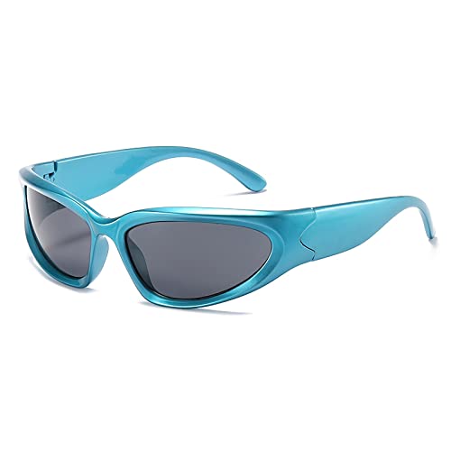 OSAGAMA Rundum-Sonnenbrille für Männer und Frauen Swift Oval Outdoor Sport Shades Silber verspiegelte Brille Blau/Schwarz von OSAGAMA