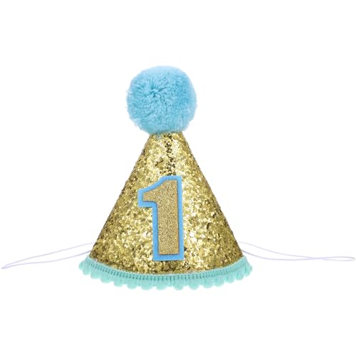 OSALADI Baby Party Hut Junge Geburtstagshut für Jungen 1. Geburtstagshut Glitter Geburtstagshut Geburtstagshut Geburtstag Party Cone for Party Blau von OSALADI