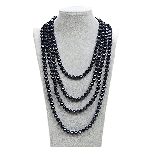 OSBCMZGE Schmuck Natürliche Perle 100 Zoll 10 mm + schwarze lange Perlenkette for Frauen erfüllen Mode-Accessoires von OSBCMZGE