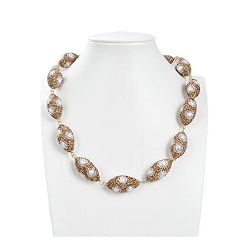 OSBCMZGE Schmuck kultivierte weiße Keshi-Perlen-Oval-Nugget-Korn-Halsketten-Dame-Frauen-Geschenk-Schmuck erfüllen von OSBCMZGE