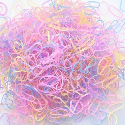 1000 Stück/Beutel Bunte kleine Einweg-Haarbänder Scrunchie Mädchen elastisches Gummiband Pferdeschwanzhalter Haarschmuck Haargummis-08-(Stück 1000) von OSMARI