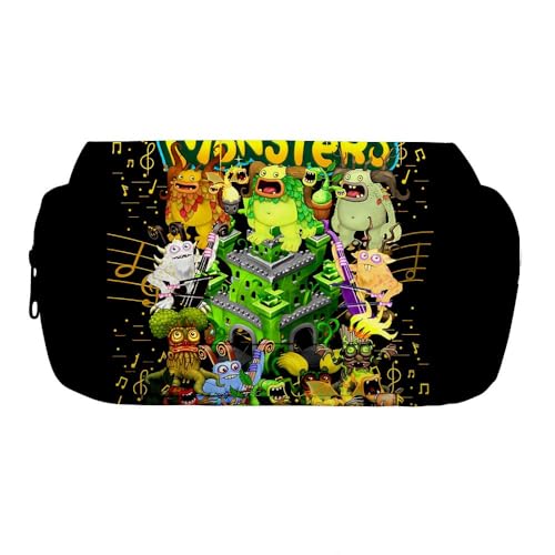 OSRDFV My Singing Monsters Fashion Schreibwaren-Federmäppchen für Mädchen/Jungen, Teenager, Schüler, Geschenk, Wubbox Cartoon Großes Fassungsvermögen Fach Zurück zur Schule Stifttasche, My Singing von OSRDFV