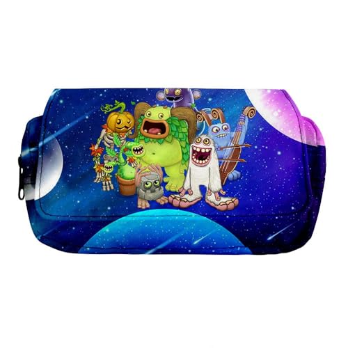 OSRDFV My Singing Monsters Fashion Schreibwaren-Federmäppchen für Mädchen/Jungen, Teenager, Schüler, Geschenk, Wubbox Cartoon Großes Fassungsvermögen Fach Zurück zur Schule Stifttasche, My Singing von OSRDFV