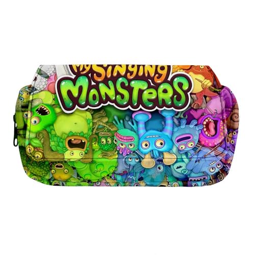 OSRDFV My Singing Monsters Fashion Schreibwaren-Federmäppchen für Mädchen/Jungen, Teenager, Schüler, Geschenk, Wubbox Cartoon Großes Fassungsvermögen Fach Zurück zur Schule Stifttasche, My Singing von OSRDFV