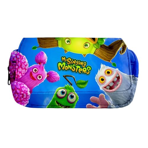 OSRDFV My Singing Monsters Fashion Schreibwaren-Federmäppchen für Mädchen/Jungen, Teenager, Schüler, Geschenk, Wubbox Cartoon Großes Fassungsvermögen Fach Zurück zur Schule Stifttasche, My Singing von OSRDFV