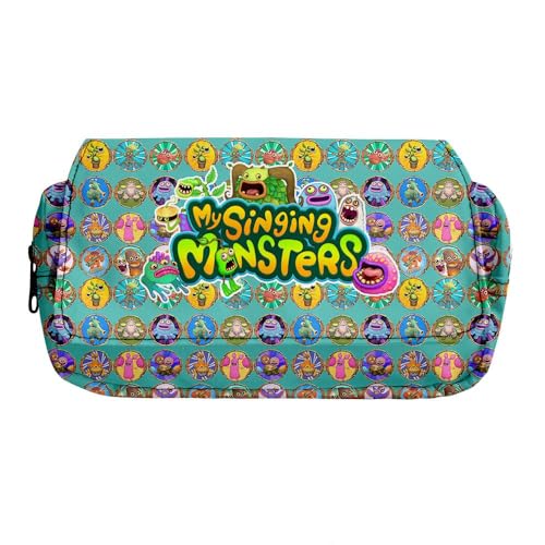 OSRDFV My Singing Monsters Fashion Stationery Pencil Case Expandable Pen Bag Cartoon Stationary Supplies with Zippers Girls Boys and Adults, My Singing Monsters Federmäppchen, 10 Stück, Kosmetikkoffer von OSRDFV