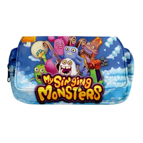 OSRDFV My Singing Monsters Fashion Stationery Pencil Case Expandable Pen Bag Cartoon Stationary Supplies with Zippers Girls Boys and Adults, My Singing Monsters Federmäppchen – 01, Kosmetikkoffer von OSRDFV