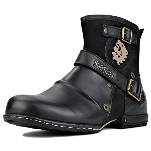 OSSTONE Herren Stiefel aus Rindsleder, Lederstiefel mit Gummisohle Biker Boots mit Reißverschluss, 6.5" Männer Stiefeletten mit 0.98" Absatz 5008-1-DE Schwarz 7 OSSTONE Herren Stiefel aus Rindsleder, Lederstiefel mit Gummisohle Biker Boots mit Reißverschluss, 6.5" Männer Stiefeletten mit 0.98" Absatz 5008-1-DE Schwarz 7 von OSSTONE