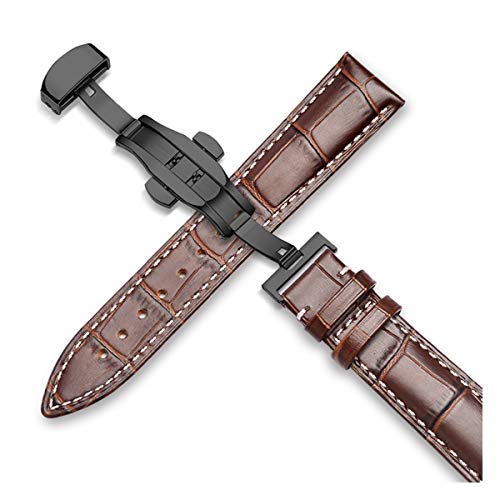 OTSYSTO Uhrenarmbänder, Uhrenarmband-Ersatz, Uhrenarmband 18 mm/19 mm/20 mm/21 mm/22 mm/24 mm Uhrenarmband aus Kalbsleder, Alligator-Maserung (Color : Black Brown a, Size : 20mm) von OTSYSTO