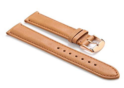 OTSYSTO Uhrenarmbänder, Uhrenarmband-Ersatz, Uhrenarmband aus Kalbsleder mit Dornschließe (Color : Brown Rose Gold, Size : 19mm) von OTSYSTO