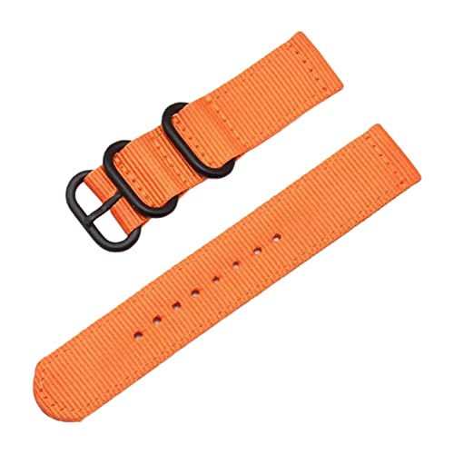 Uhrenarmbänder, Uhrenarmband-Ersatz, 20/22/24 mm, gewebtes Nylon, Nato-Militär-Uhrenarmband, Ersatz-Uhrenarmband, Regenbogen-gestreiftes Druck-Uhrenarmband ( Color : Orange Black Clasp , Size : 20mm ) von OTSYSTO