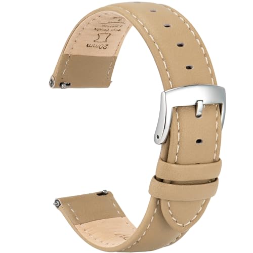 OTTOODY Leder Uhrenarmbänder 22mm 21mm 20mm 18mm 16mm Armband, Schnellverschluß Eleganten Leder Uhrenarmband für Damen Herren, Hochwertige Ersatz Leder Armband für Uhr & Smartwatch, Silberne Schnalle von OTTOODY