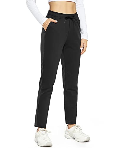 OUGES Jogginghose Damen Sporthose Lang Hose Baumwolle Freizeithose Trainingshose mit Taschen für Frauen(Schwarz,S) von OUGES