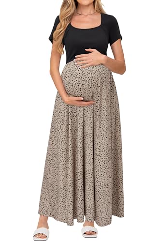 OUGES Sommerkleid Damen Lang Umstandskleid Maxikleid Elegant Kurzarm Stillkleid Sommer Kleid mit Taschen, XL OUGES Sommerkleid Damen Lang Umstandskleid Maxikleid Elegant Kurzarm Stillkleid Sommer Kleid mit Taschen, XL von OUGES