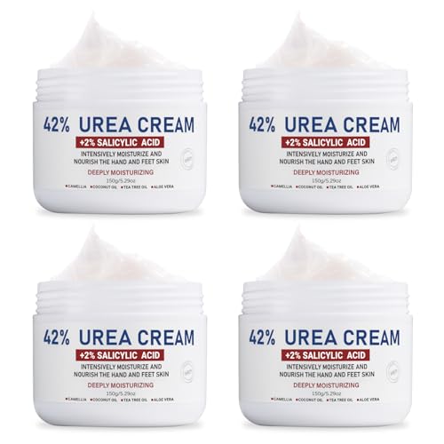 OUKEYA Urea Creme 42% mit 2% Salicylsäure, Fusscreme Feuchtigkeit & Reparatur für Trockene, Füße, Fersen, Knie, Urea Handcreme für Hände, Hornhautentferner, Entfernt Hühneraugen, Tote Haut, 4 x150 g OUKEYA Urea Creme 42% mit 2% Salicylsäure, Fusscreme Feuchtigkeit & Reparatur für Trockene, Füße, Fersen, Knie, Urea Handcreme für Hände, Hornhautentferner, Entfernt Hühneraugen, Tote Haut, 4 x150 g von OUKEYA