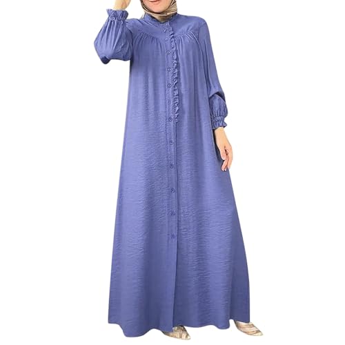 Satin-Abaya Damen Muslimische Robe Abaya Kleid Women's Muslim Style Stand Zipper Loose Casual Dress Hijab Kleid Abiye Elbiseler Tesettür Muslimische Robe Mit Hijab Muslim Kleid Damen von OUMSHBI