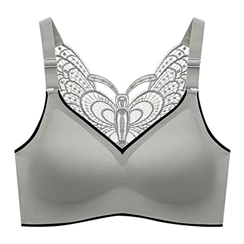 Sport BH Starker Halt BHS Frauen Push Up Brüste Leicht Blumen Lifting-BH Spitze Schmetterling BH Damen Ohne Bügel Verstellbaren Träger Racerback Sexy Unterwäsche Gepolstert Bustier von OUMSHBI