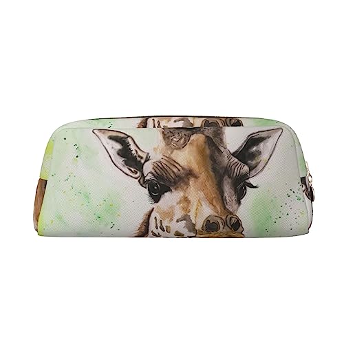 Aquarell Baby Giraffe Druck Bleistift Fall Wasserdichte Leder Bleistift Beutel Reise Comestic Tasche Aufbewahrungstasche Für Arbeit Büro, gold, Einheitsgröße, Kunst von OUSIKA