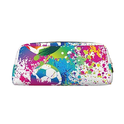 Bunte Fußball Print Bleistift Fall Wasserdicht Leder Bleistift Beutel Reise Comestic Tasche Aufbewahrungstasche Für Arbeit Büro, gold, Einheitsgröße, Kunst von OUSIKA