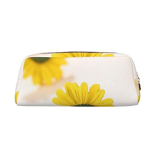 Gelbe Flores Drucken Bleistift Fall Wasserdicht Leder Bleistift Beutel Reise Comestic Tasche Aufbewahrungstasche Für Arbeit Büro, gold, Einheitsgröße, Kunst von OUSIKA