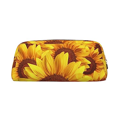 Gelbe Sonnenblumen-Druck-Bleistift-Kasten-wasserdichte Leder-Bleistift-Beutel-Reise-Comestic Tasche Aufbewahrungstasche Für Arbeit Büro, gold, Einheitsgröße, Kunst von OUSIKA