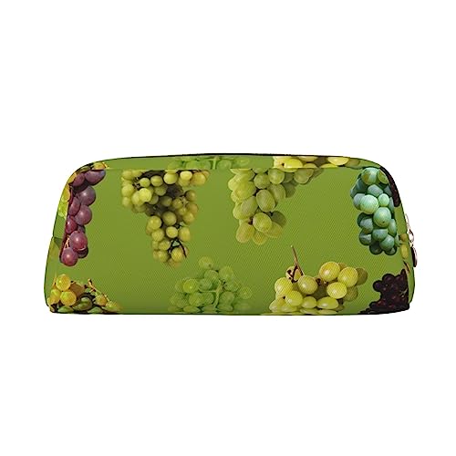 Grapes Print Bleistift Fall Wasserdicht Leder Bleistift Beutel Reise Comestic Tasche Aufbewahrungstasche Für Arbeit Büro, gold, Einheitsgröße, Kunst von OUSIKA