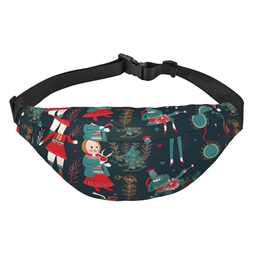 Gürteltasche für Damen, Nussknacker, Ballett, Weihnachten, Tanz, verstellbare Umhängetasche, große Hüfttasche, Reisegürteltasche, Unisex, Bauchtasche, Schwarz , Einheitsgröße, Lässiger Tagesrucksack von OUSIKA