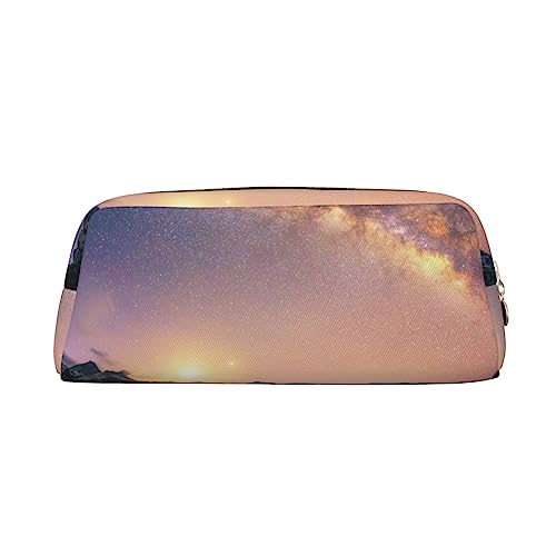 Night View The Galaxy Print Pencil Case Waterproof Leather Pencil Pouch Travel Comestic Bag Storage Bag For Work Office, gold, Einheitsgröße, Kunst von OUSIKA