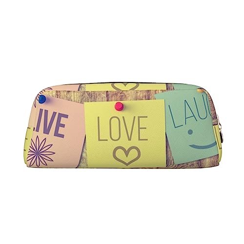 OUSIKA Live Love Laugh Stifteetui, Leder, wasserdicht, tragbar, Reise-Kosmetiktasche, Organizer-Tasche für Damen, gold, Einheitsgröße, Münzbeutel von OUSIKA