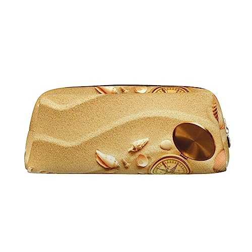 OUSIKA Sea and Beach Stifteetui Leder Federmäppchen Wasserdicht Tragbare Reise Kosmetiktasche Organizer Tasche für Frauen, gold, Einheitsgröße, Münzbeutel von OUSIKA