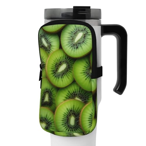 OUSIKA Slices of Fresh Ripe Green Kiwi Print Water Bottle Pouch Tumbler Pouch Bag Handheld Sports Drink Bottle Accessories Bag Zipper Pouch Belt Bag for Men Women, Schwarz , M von OUSIKA