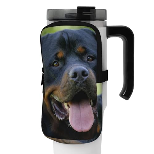 OUSIKA rottweiler wallpaper Print Water Bottle Pouch Tumbler Pouch Bag Handheld Sports Drink Bottle Accessories Bag Zipper Pouch Belt Bag for Men Women, Schwarz , M von OUSIKA