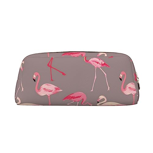 Rosa Flamingo Print Bleistift Fall Wasserdicht Leder Bleistift Beutel Reise Comestic Tasche Aufbewahrungstasche Für Arbeit Büro, gold, Einheitsgröße, Kunst von OUSIKA