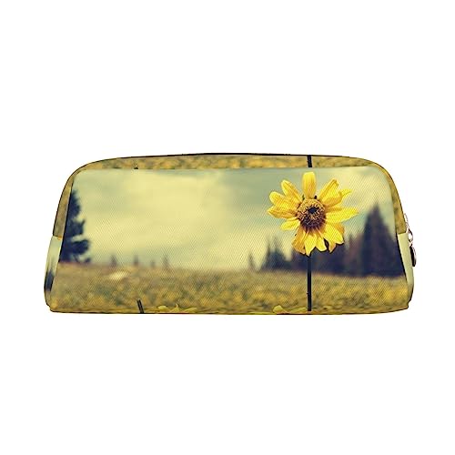 Sommer Gelb Blumen Drucken Bleistift Fall Wasserdicht Leder Bleistift Beutel Reise Comestic Tasche Aufbewahrungstasche Für Arbeit Büro, gold, Einheitsgröße, Kunst von OUSIKA