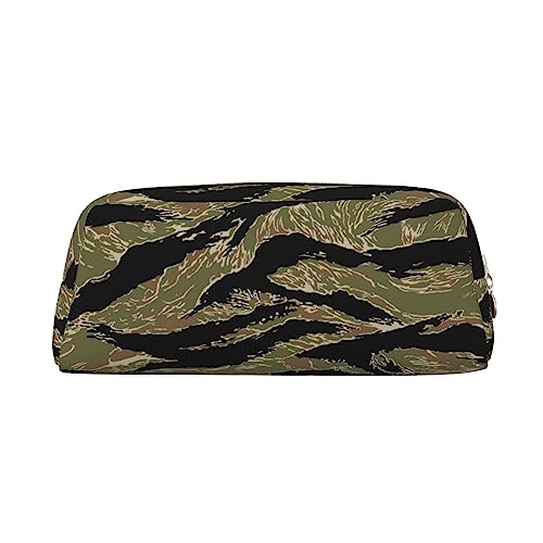 Tiger Stripe Camo Print Bleistift Fall Wasserdicht Leder Bleistift Tasche Reise Comestic Tasche Aufbewahrungstasche Für Arbeit Büro, gold, Einheitsgröße, Kunst von OUSIKA