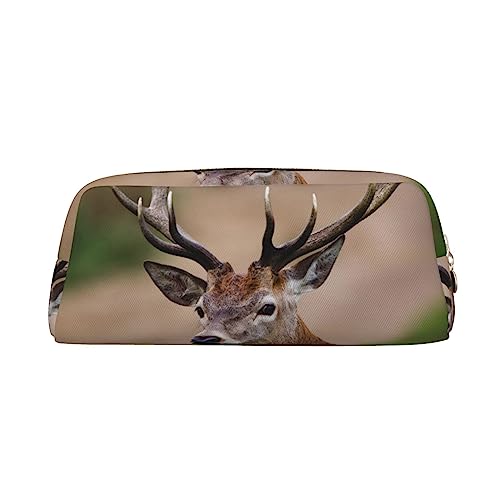 Whitetail Hirsch Drucken Bleistift Fall Wasserdicht Leder Bleistift Tasche Reise Comestic Tasche Aufbewahrungstasche Für Arbeit Büro, gold, Einheitsgröße, Kunst von OUSIKA