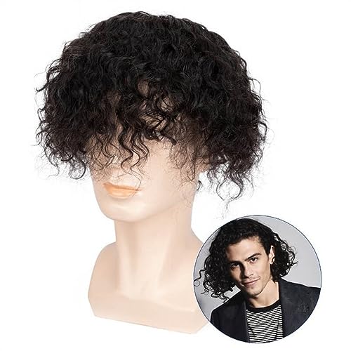 Perücken für Männer 7 Zoll wassergelocktes Männerhaar-Prothesen-Mono-Spitze mit Pu-Haar-Toupet-Systemeinheit for Männer Langlebiges schwarzes Echthaar-Ersatz-Toupet for Männer Toupet (Color : 1# 7inc von OVERALL