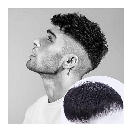 Perücken für Männer Kurze synthetische Perücken for Männer, schwarze glatte Haare, atmungsaktiv, 13 x 14 cm, Herren-Toupet, Clip-in-Haarverlängerung for spärliches Haar mit Glatze Toupet von OVERALL