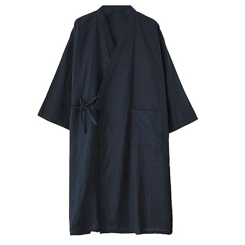 OWLONLINE Herren-Pyjama im japanischen Stil, Baumwolle, Übergröße, japanische Kimono-Robe, Größe M-O1 von OWLONLINE